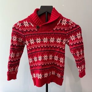 H&M Red and White Sweatshirt with Nordic Patterns